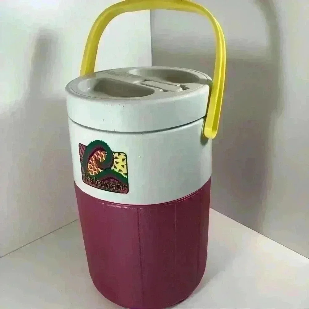 90s Coleman Polylite 1 gallon insulated jug in iridescent fushia